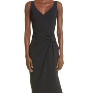 CHIARA BONI LA PETITE ROBE YASU SIDE WRAP KNOT BLACK SHEATH DRESS 46IT/ US 10